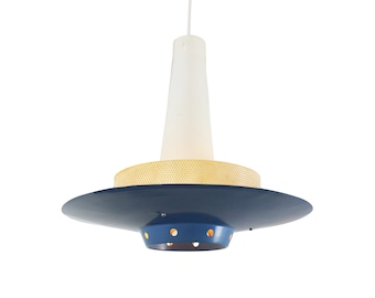 Blue pendant light by Louis Kalff for Philips, 1950s