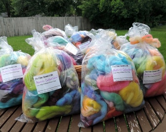 Bulk Wool Roving for Felting 2 oz 56g Fiber Rainbow Colors Hand Dyed Spinning Felt Mini Sampler Dryer Balls Blue Green Purple Yellow Orange