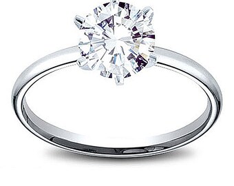14K Gold 0.47 ct Round Cut Diamond Solitaire Engagement Ring H SI2