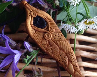 Golden Leaf Amethyst Elf Pendant