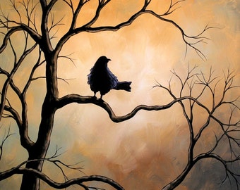 Art Raven bird print ...Raven -- 8 x 10 Glossy Print