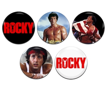 5x Rocky Movie Boxing Rocky Balboa 25mm / 1 Inch D Pin Button Badges