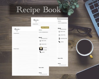Cook book / Recipe book / Journal / Recipe pages / Grocery list / Shopping list / Meal notes / Refills / Insert: Classic 7 x 9.25 - Disc bou