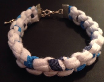 Blue and white macrame bracelet