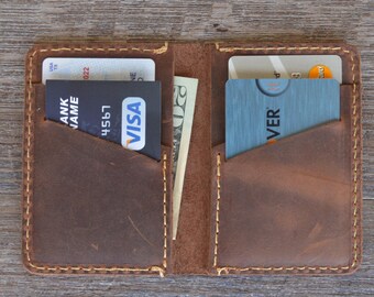 Minimalist Leather Wallet, Leather Bifold Wallet, Distressed Leather Slim Bifold Wallet, Personalized Leather Wallet, Fathers Day Gift,