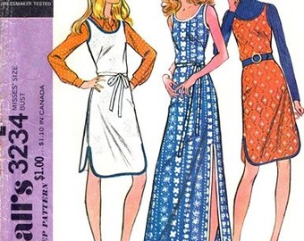 McCall's 3234 Afternoon Delight Dress or Jumper 1972 / SZ8 UNCUT