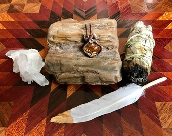 Moonshine Conglomerate Wire Wrapped Pendant