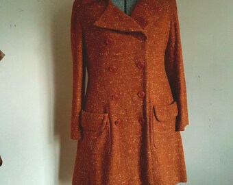 Vintage Wool Coat Double Breasted Coat Mod 60's