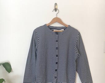 Vintage | Navy and White Striped Shirt
