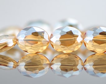 33pcs Crystal Oval Faceted Glass beads 20mm Champagne -(TS03-7)