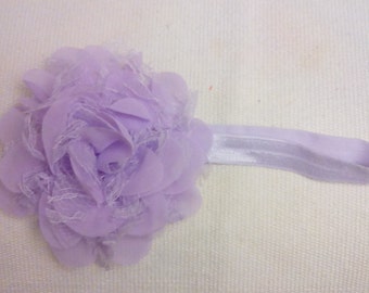 Lavender Infant to Toddler Flower Headband - Flower and Lace Headband - Lavender Headband - Elastic/Stretch Headband - Delicate Headband
