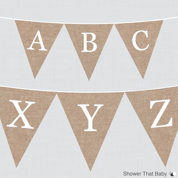 Burlap Alphabet Banner With ALL Letters Printable Instant