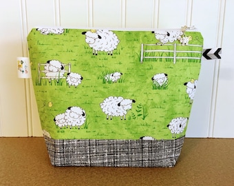 Sheep Project Bag, Knitting Project Bag, Knitting Bag, Knitting Pouch, Yarn bag, Small project bag, Knitting Tote Bag