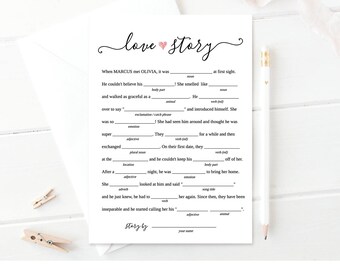Bridal Shower Mad Libs Printable | Funny Bridal Shower Game | DIY Wedding Shower Wed Libs | Editable Template | Instant Download #030-104BG