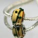 Beige with Dark Green Swirl and Dots Glass Bead with Silver Core for European Style Charm Bracelets