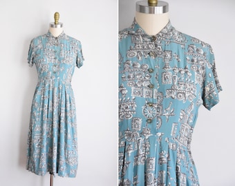 40s Little Treasures dress / vintage 1940s novelty dress/ Toni Karen rayon daydress