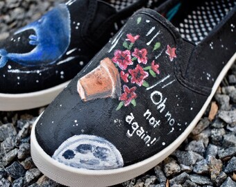 Hitchhiker's Guide to the Galaxy Custom Hand-Painted Shoes (Whole Sizes, Men's or Women's, Specify When Ordering)