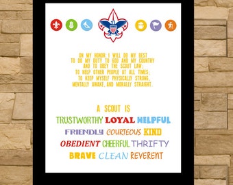 Cub Scout Oath Law and Motto Cards Instant Printable