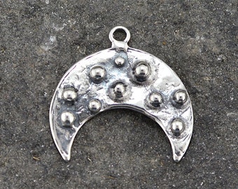 Crescent Pendant, Crescent Charm, Silver Crescent, Sterling Crescent, Sterling Moon, Artisan Crescent, Moon Pendant, Moon Charm