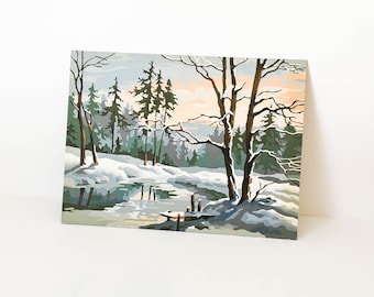 Paint by Number Winter Scene - PBN Landscape - Vintage PBN Snowy scene - Vintage paint by number - Oil painting Landscape