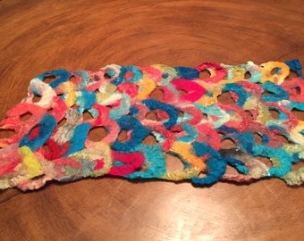 Handmade wet felted table scarf
