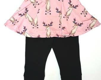 Jupe évolutive avec pantalon, pantalon évolutif avec jupette, bébé, fillette, cerfs, chevreuils, chasseur par MEF Créations Boutique