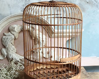 Vintage Oriental Bamboo Domed Bird Cage