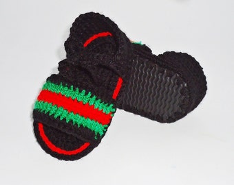 Sandali del bambino, Crochet baby bambino Sandali, sandali di Slide di Gucci, Gucci Sandali, estate baby scarpe, Gucci scarpe bambino, neonato uncinetto sandali