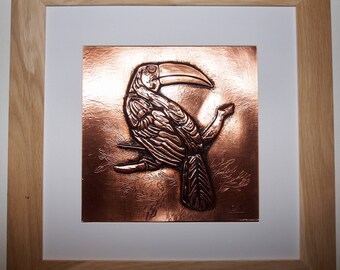 embossed copper picture toucan