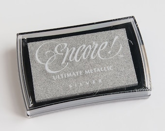 Silver Stamp Ink Pad, Ultimate Metallic, Encore Tsukineko, Metallic Silver Ink, Metallic ink pad, Scrapbooking, Silver ink pad, Card making