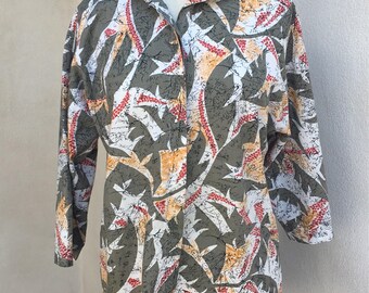 Vintage New Wave 80s blouse cotton by East River Clothing Co sz M