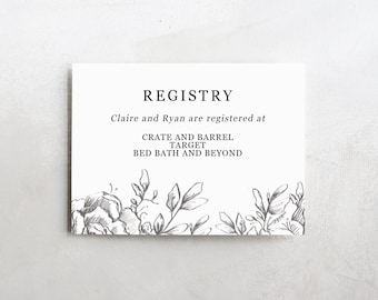 Wedding Registry Card | Wedding Info Card Download | Registry Cards | Wedding Information | Wedding Registry Template | Bridal Shower Insert