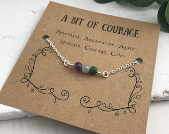 Courage bracelet, Strength Bracelet, Calm Bracelet, Gemstone Bracelet, Bracelet Card, Sentiment Bracelet