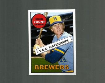 Robin Yount Milwaukee Brewers New, Custom made 1969 Style Baseball Card. 3 1/2 x 2 1/2.