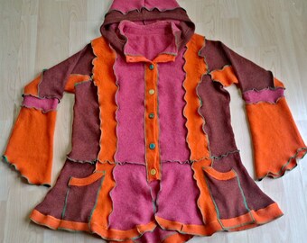 Upcycled Clothing/Sweater Jacket/Festival Clothing/Funky Clothing/Boho Clothing/Unique Clothing/Hippie Style/Knitwear/Wool/For Women/OOAK