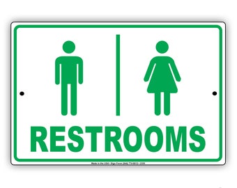 Men & Women Restrooms Restaurant Hotel Toilet Bathroom Aluminum Metal Sign