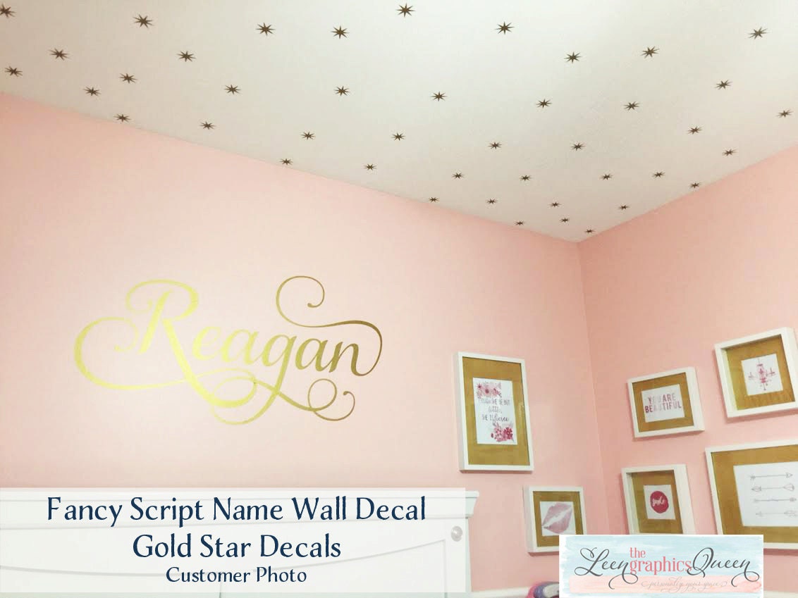 Script Name Wall Decal Fancy Swirl Font Vinyl Wall Decal for