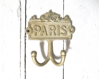 Paris Hooks, Key Hooks, Towel Hooks, Coat Hook, Gold Hooks, Jewelry Hooks, Shabby Cottage Chic, Rustic Decor, Organization, Paris Decor