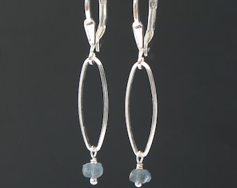Rough Montana Sapphire Earrings, Raw Sapphire and Sterling Silver Earrings, Blue Montana Sapphires, Unique Something Blue Bridal Jewelry