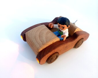 Wooden car toy Lighting Race Wooden Decorative car Wooden dollhouse Kids Car with weels Eco Friendly Toy Montessori waldorf Personalized toy