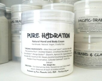 Natural Shea Butter Hand and Body Cream. Unscented Body Lotion. 8 oz. Vegan.