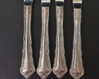 International Silver Dinner Knives. 1847 Rogers Laurel Silver-Plate Flatware Dinner Knives. Vintage Silverware Knife Set. Garden Utensils