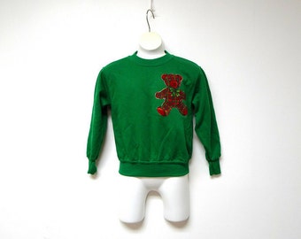 American Expressions . vintage green sweater . child size 5/6 medium . made in USA
