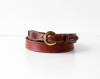 70s Leather Belt • Vintage Leather Belt • 70s Belt • Vintage Jordache Belt • Vintage Brown Belt • Equestrian Belt • Thin Brown Belt | BT387