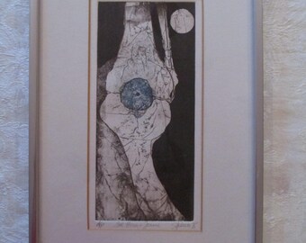Mid Century S. Acheson A/P Abstract Etching Print Signed & Dated 1975