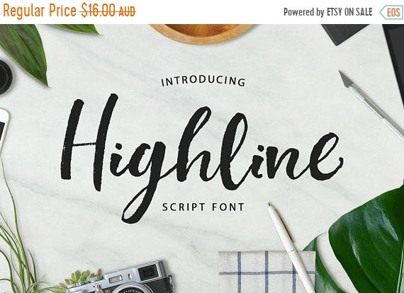 70% OFF Sale Digital Font Highline Script Font, Brush Wedding Font, Calligraphy, Signature Typeface, Hand Written font