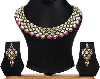 Kundan Bridal Wedding Earring Drop Jewellery Set