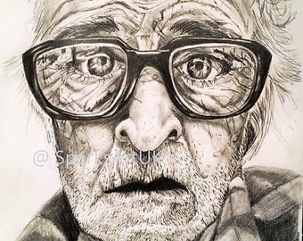 Old man - print of original grahite drawing