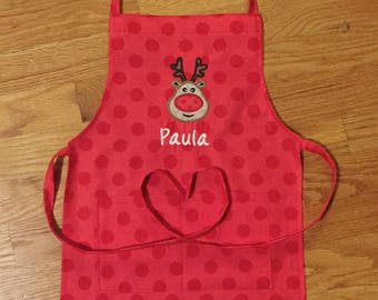 Personalized Christmas Apron - Child's Apron - Art Apron - Cooking Apron - Christmas Apron - Embroidery Christmas Apron