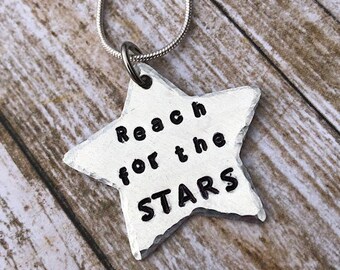 Hand Stamped Reach For the Stars Necklace